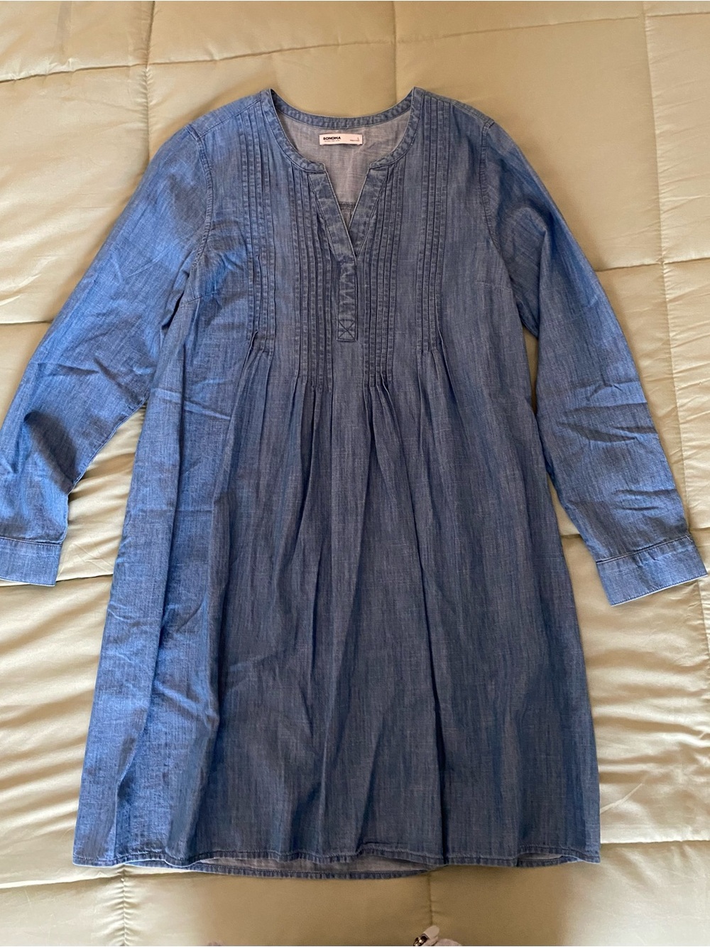 NWOT Sonoma Denim Blue Long Sleeve Tunic Dress